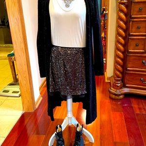 NWT Jennifer Lopez gunmetal sequin skirt 8